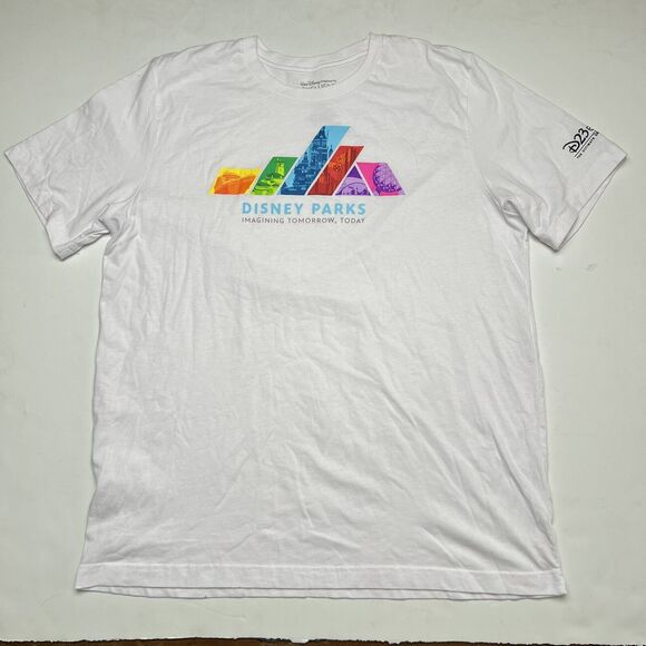 Disney Mens White D23 Expo Disney Parks Imagining Tomorrow Today T-Shirt Size XL - Picture 1 of 6